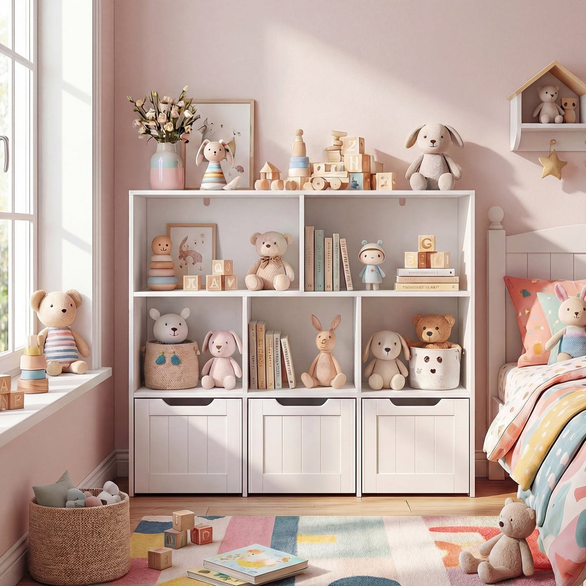 Kids Storage Organizer with 3 Drawers and 5 CubbiesKids StorageTorqelo.com