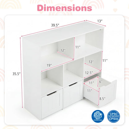 Kids Storage Organizer with 3 Drawers and 5 CubbiesKids StorageTorqelo.com