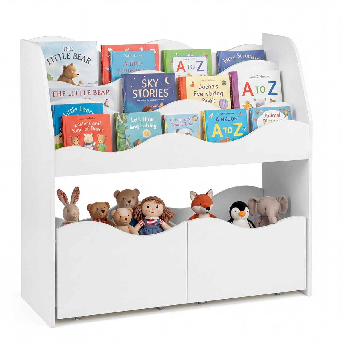 Kids Storage Organizer with Rolling Drawers and BookshelfKids Storage FurnitureTorqelo.com
