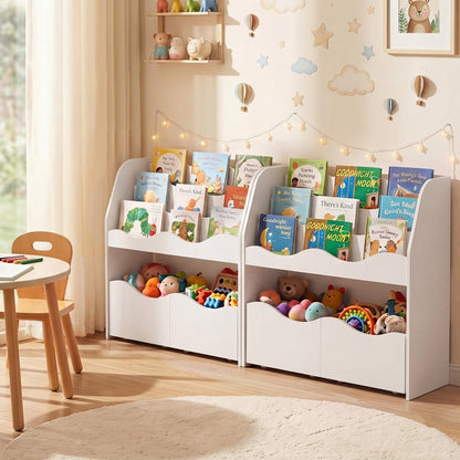 Kids Storage Organizer with Rolling Drawers and BookshelfKids Storage FurnitureTorqelo.com
