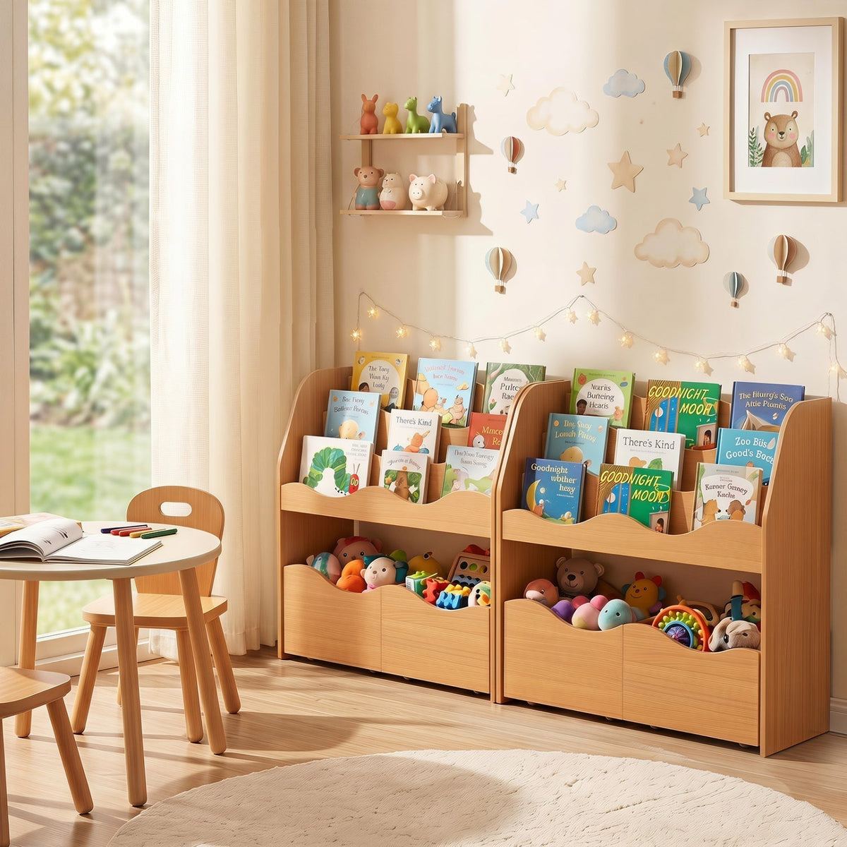 Kids Storage Organizer with Rolling Drawers and BookshelfKids Storage FurnitureTorqelo.com