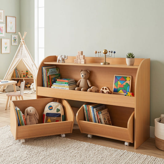 Kids Storage Organizer with Rolling Drawers & BookshelfKids Storage OrganizerTorqelo.com