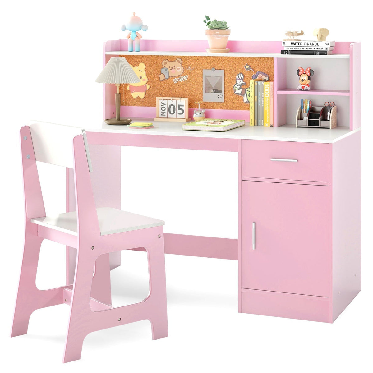 Kids Study Desk and Chair Set with Storage and Bulletin BoardKids Desk SetTorqelo.com