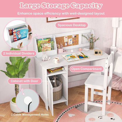 Kids Study Desk and Chair Set with Storage CabinetKids Desk SetTorqelo.com