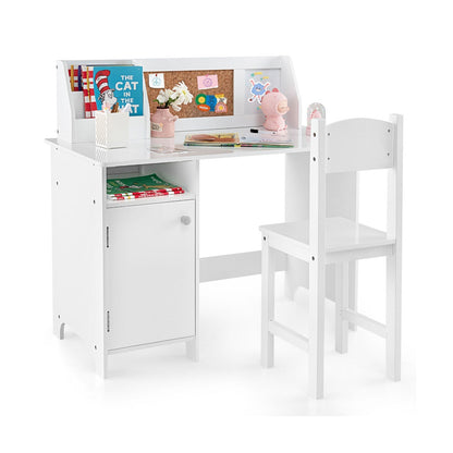 Kids Study Desk and Chair Set with Storage CabinetKids Desk SetTorqelo.com