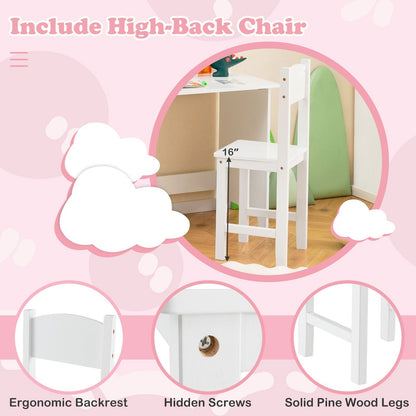 Kids Study Desk and Chair Set with Storage CabinetKids Desk SetTorqelo.com