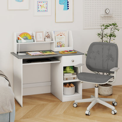 Kids Study Desk with Hutch, Drawer & ShelvesKids DeskTorqelo.com