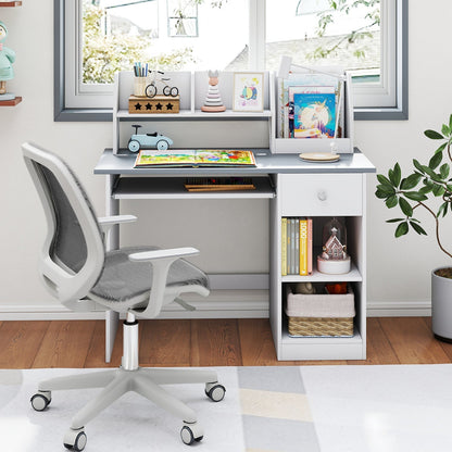 Kids Study Desk with Hutch, Drawer & ShelvesKids DeskTorqelo.com