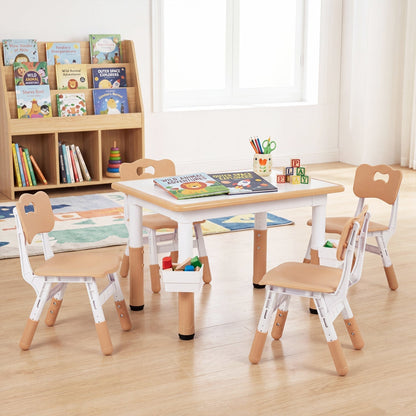 Kids Table and 4 Chairs Set with Adjustable HeightKids Table & Chair SetTorqelo.com