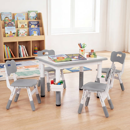 Kids Table and 4 Chairs Set with Adjustable HeightKids Table & Chair SetTorqelo.com