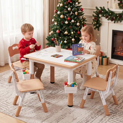Kids Table and 4 Chairs Set with Adjustable HeightKids Table & Chair SetTorqelo.com
