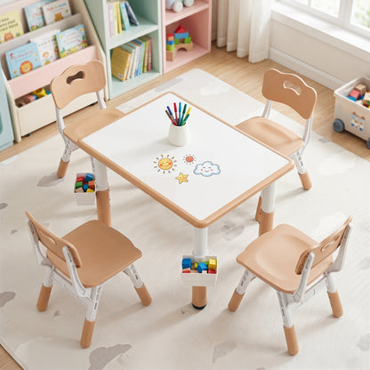 Kids Table and 4 Chairs Set with Adjustable HeightKids Table & Chair SetTorqelo.com