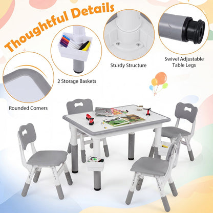 Kids Table and 4 Chairs Set with Adjustable HeightKids Table & Chair SetTorqelo.com