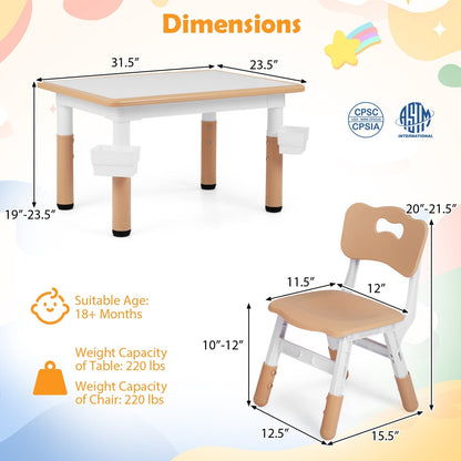 Kids Table and 4 Chairs Set with Adjustable HeightKids Table & Chair SetTorqelo.com