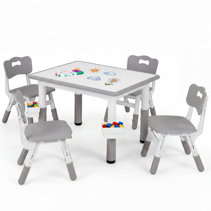 Kids Table and 4 Chairs Set with Adjustable HeightKids Table & Chair SetTorqelo.com