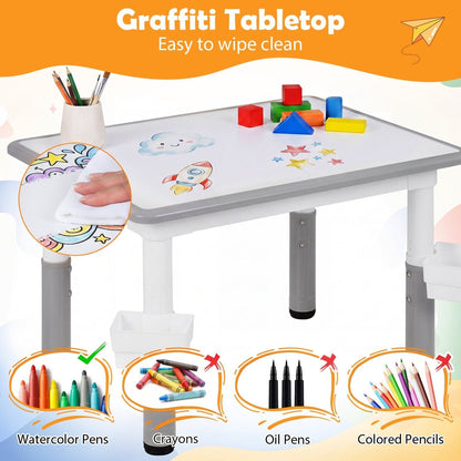 Kids Table and 4 Chairs Set with Adjustable HeightKids Table & Chair SetTorqelo.com