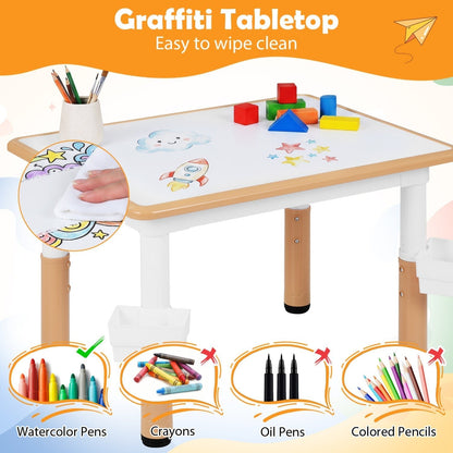 Kids Table and 4 Chairs Set with Adjustable HeightKids Table & Chair SetTorqelo.com