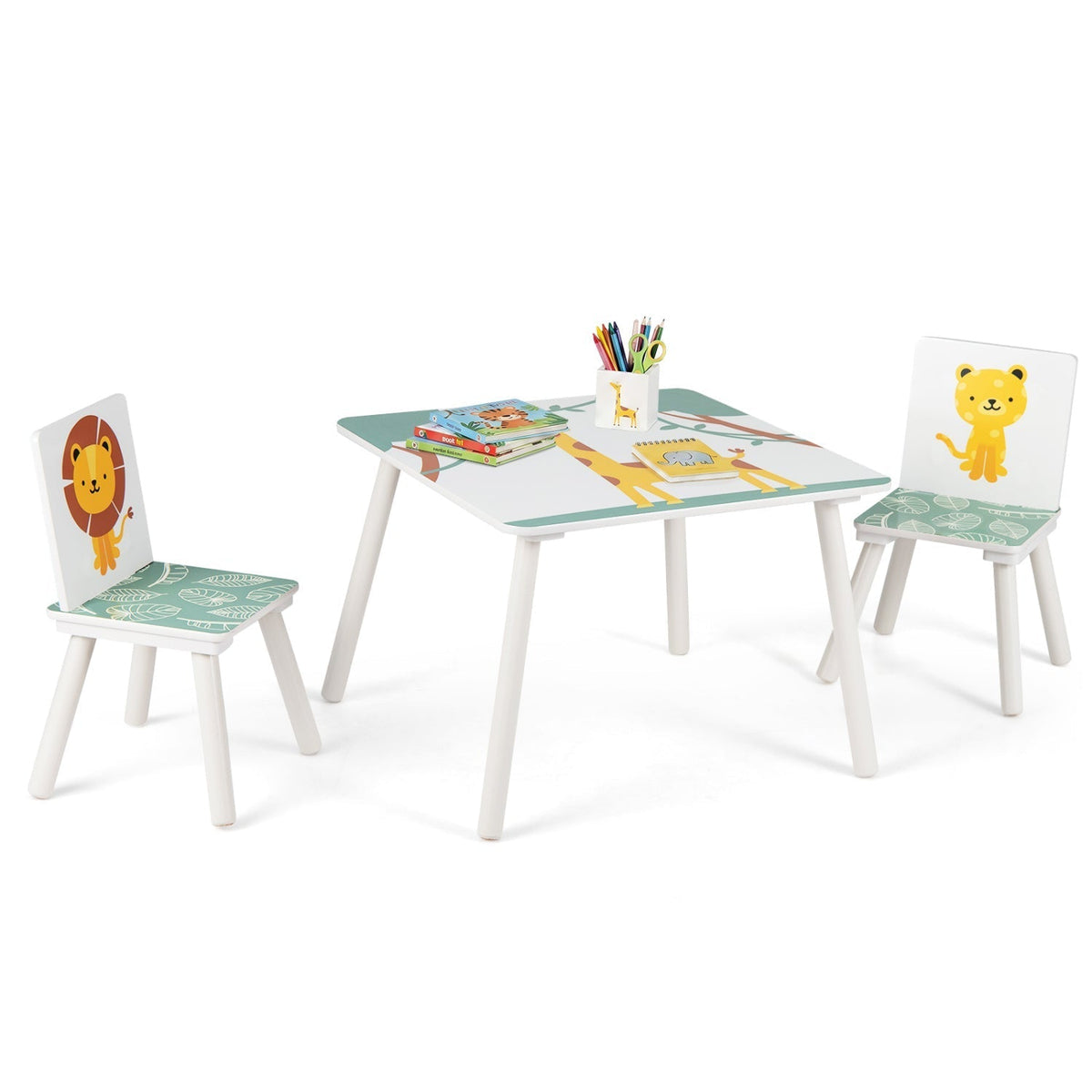 Kids Table and Chair Set with Animal Patterns (3-Piece)Kids FurnitureTorqelo.com