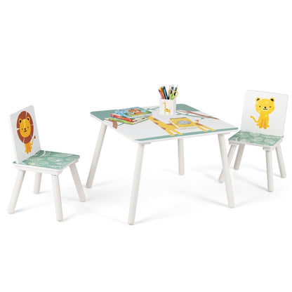 Kids Table and Chair Set with Animal Patterns (3-Piece)Kids FurnitureTorqelo.com