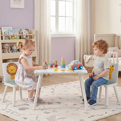 Kids Table and Chair Set with Animal Patterns (3-Piece)Kids FurnitureTorqelo.com