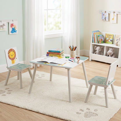 Kids Table and Chair Set with Animal Patterns (3-Piece)Kids FurnitureTorqelo.com