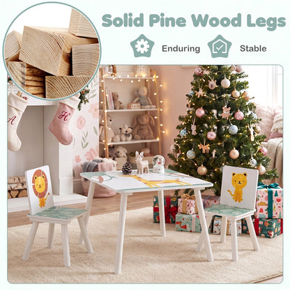 Kids Table and Chair Set with Animal Patterns (3-Piece)Kids FurnitureTorqelo.com
