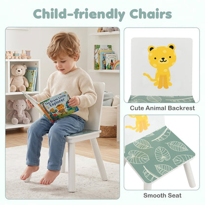 Kids Table and Chair Set with Animal Patterns (3-Piece)Kids FurnitureTorqelo.com