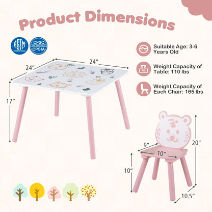 Kids Table and Chair Set with Animal Patterns, 3-PieceKids Table & Chair SetTorqelo.com