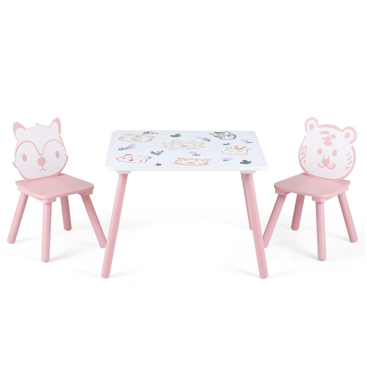 Kids Table and Chair Set with Animal Patterns, 3-PieceKids Table & Chair SetTorqelo.com
