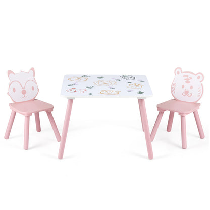 Kids Table and Chair Set with Animal Patterns, 3-PieceKids Table & Chair SetTorqelo.com