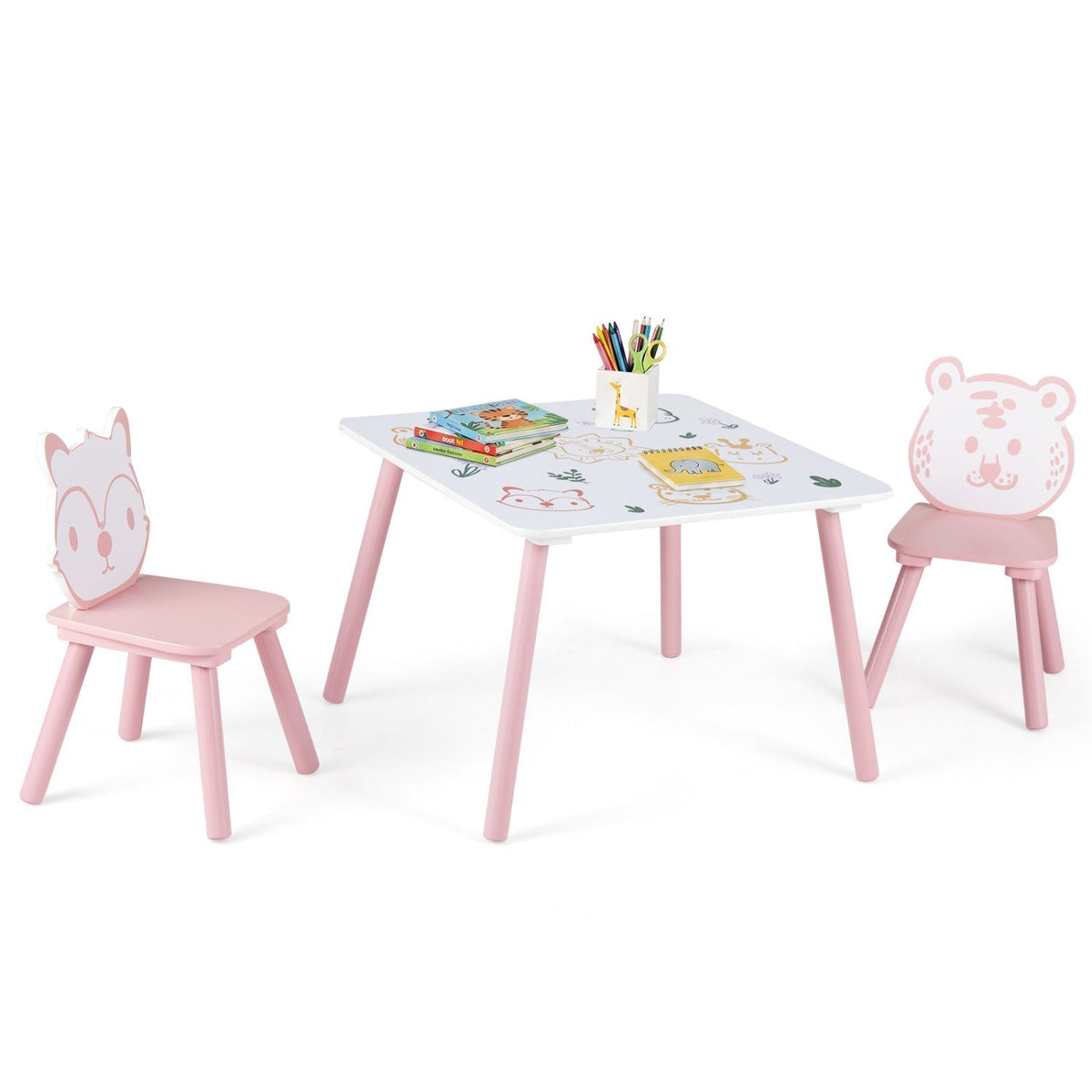 Kids Table and Chair Set with Animal Patterns, 3-PieceKids Table & Chair SetTorqelo.com