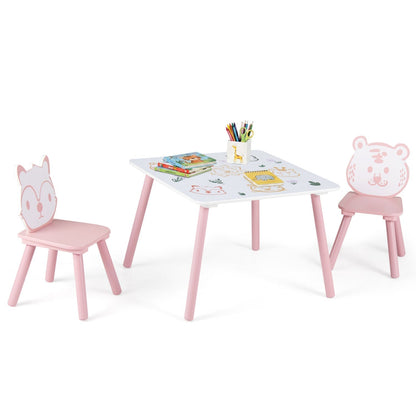 Kids Table and Chair Set with Animal Patterns, 3-PieceKids Table & Chair SetTorqelo.com