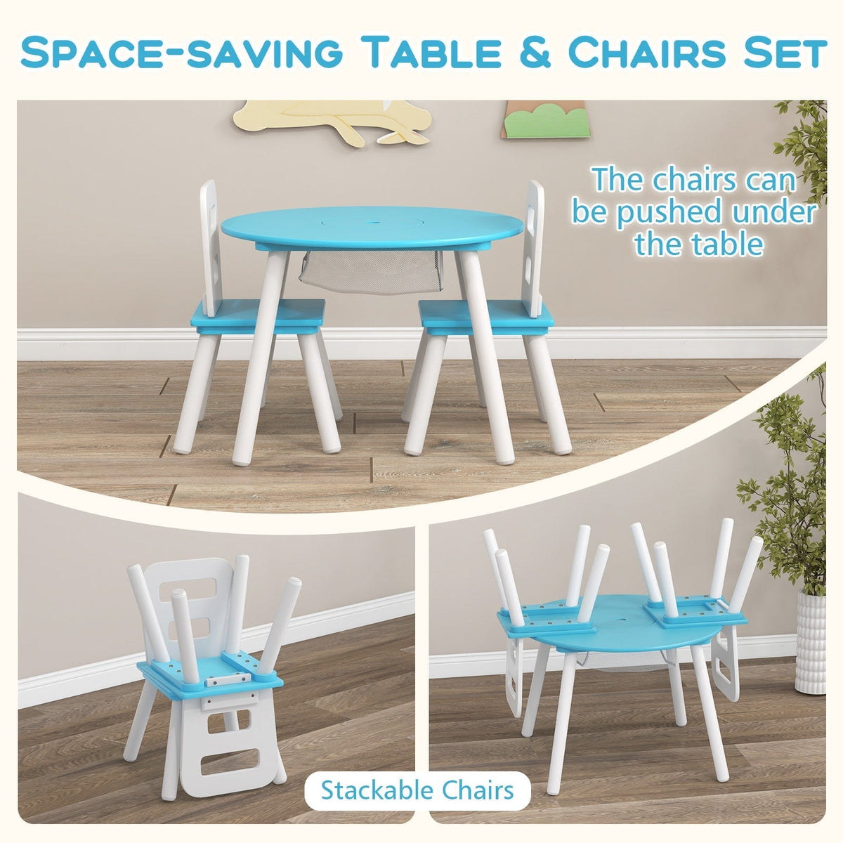 Kids Table and Chair Set with Mesh Storage - 3 PieceKids Table & Chair SetTorqelo.com
