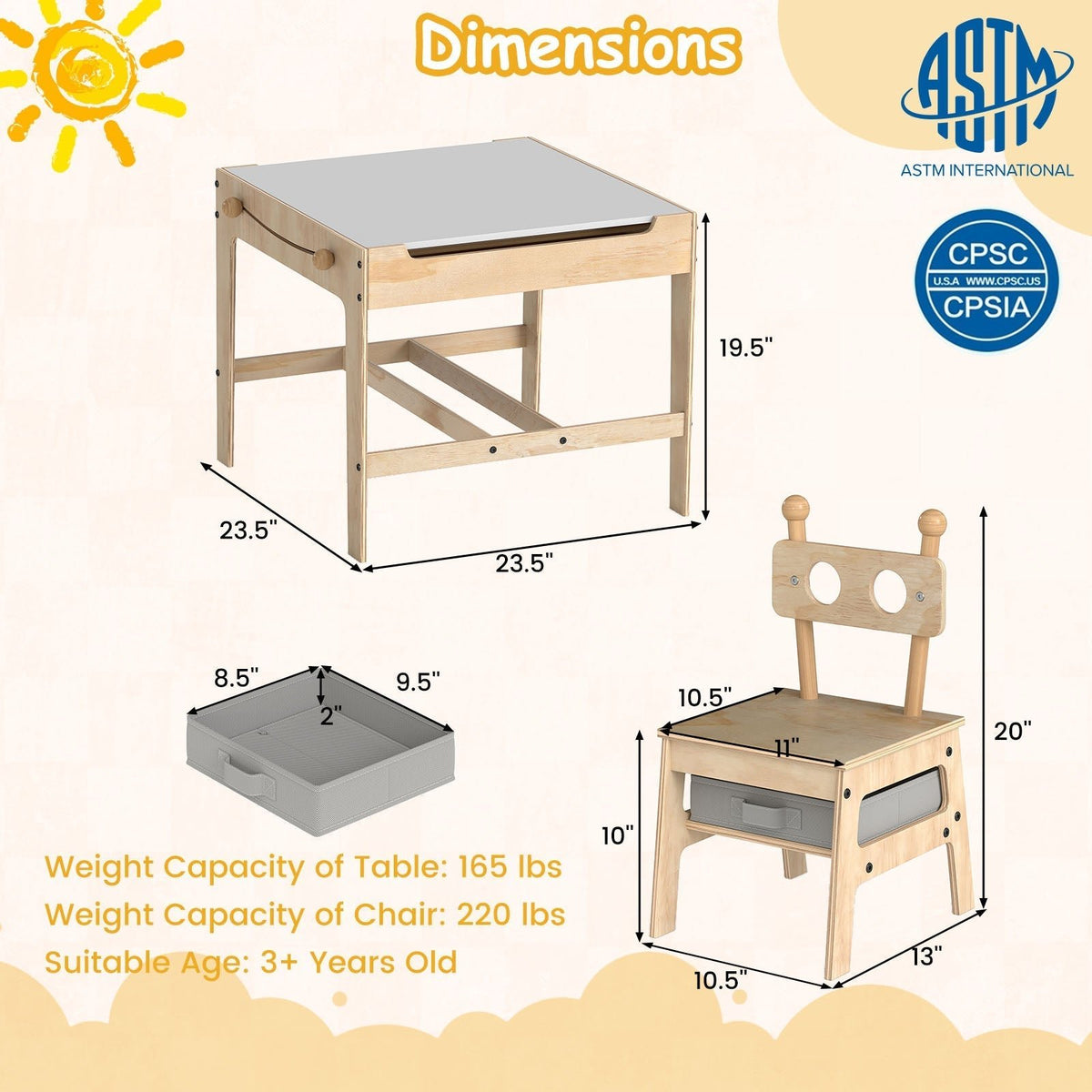 Kids Table and Chair Set with Reversible WhiteboardKids Table SetTorqelo.com