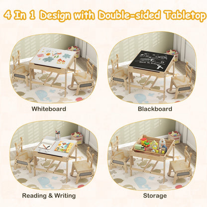 Kids Table and Chair Set with Reversible WhiteboardKids Table SetTorqelo.com