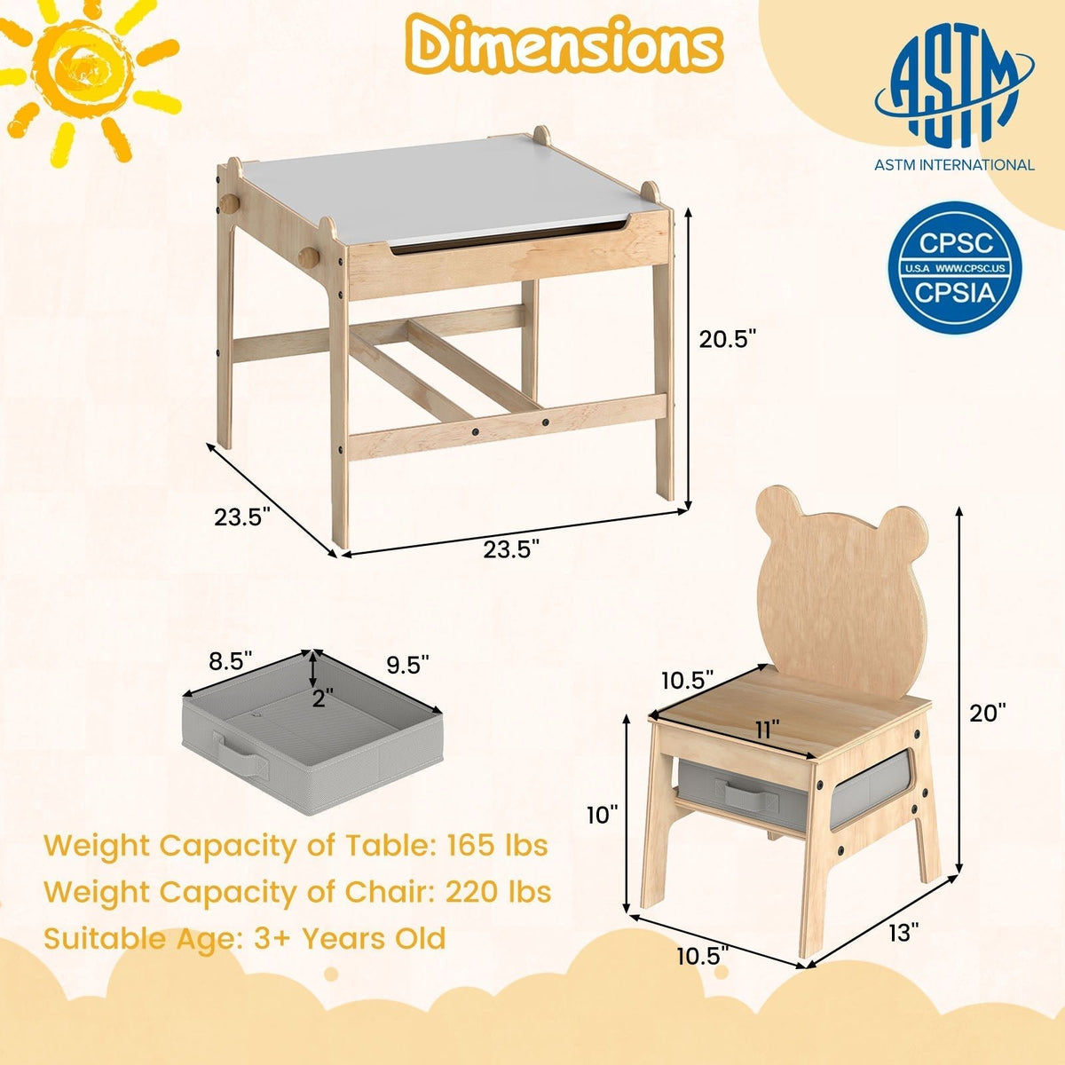 Kids Table and Chair Set with Reversible WhiteboardKids Table SetTorqelo.com