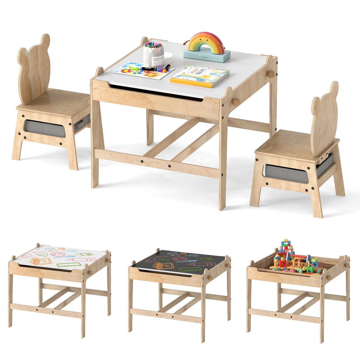 Kids Table and Chair Set with Reversible WhiteboardKids Table SetTorqelo.com