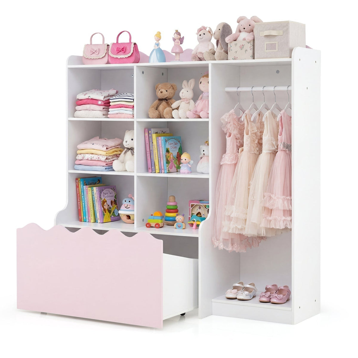 Kids Toy Storage Organizer Children Dress up Closet Wardrobe with Clothing RackTorqelo.com