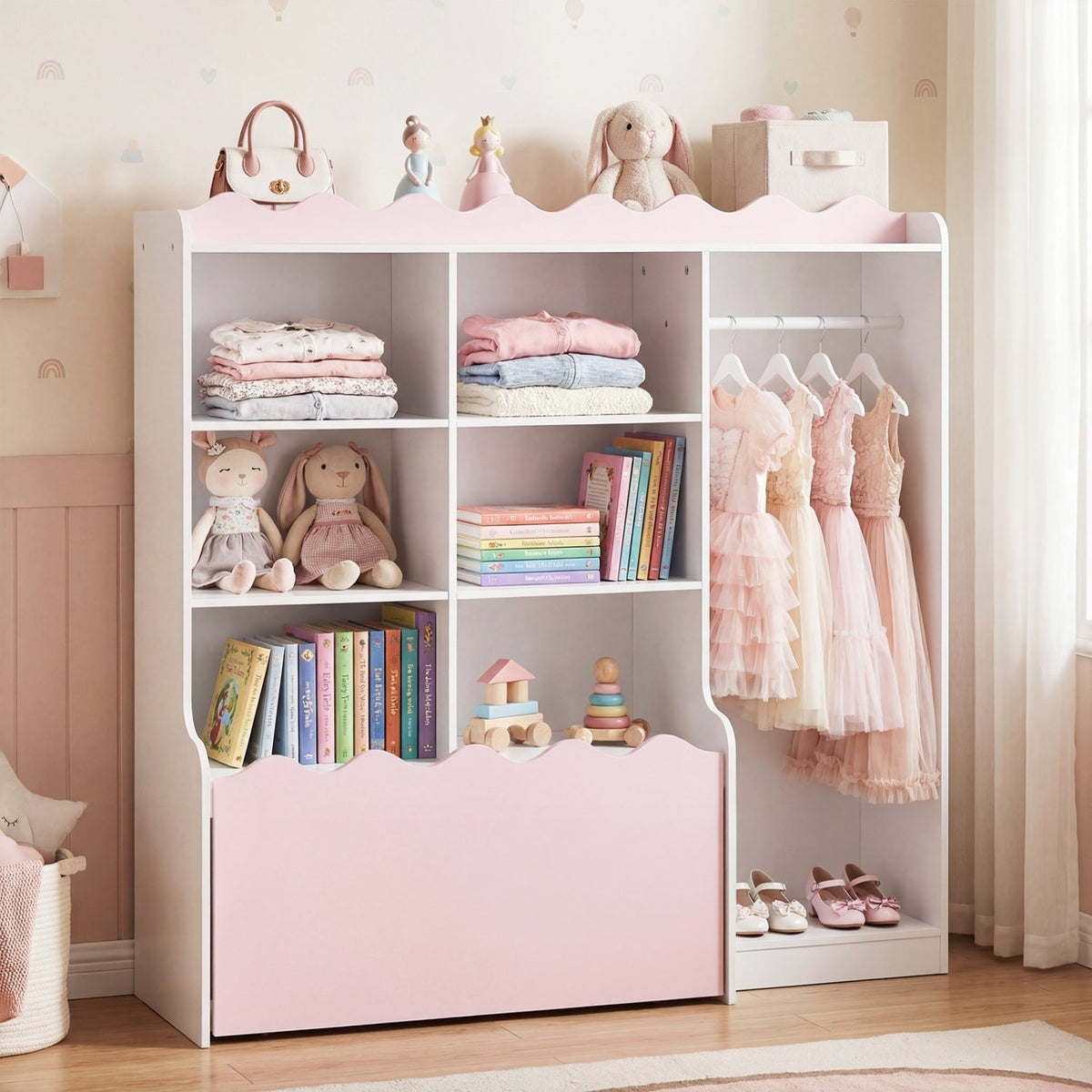 Kids Toy Storage Organizer Children Dress up Closet Wardrobe with Clothing RackTorqelo.com