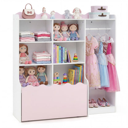 Kids Toy Storage Organizer Children Dress up Closet Wardrobe with Clothing RackTorqelo.com
