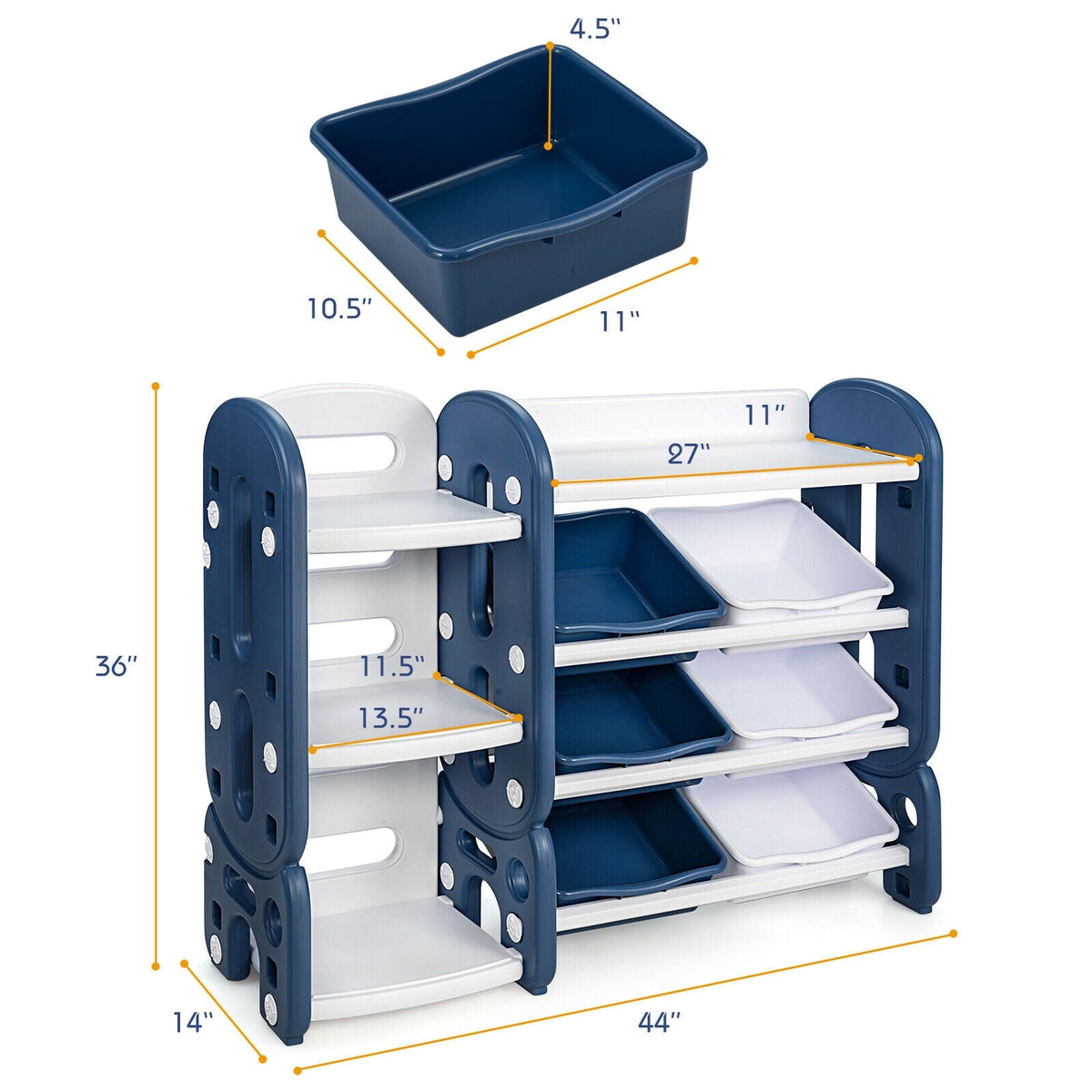 Kids Toy Storage Organizer with Bins and Multi-Layer Shelf for Bedroom PlayroomTorqelo.com