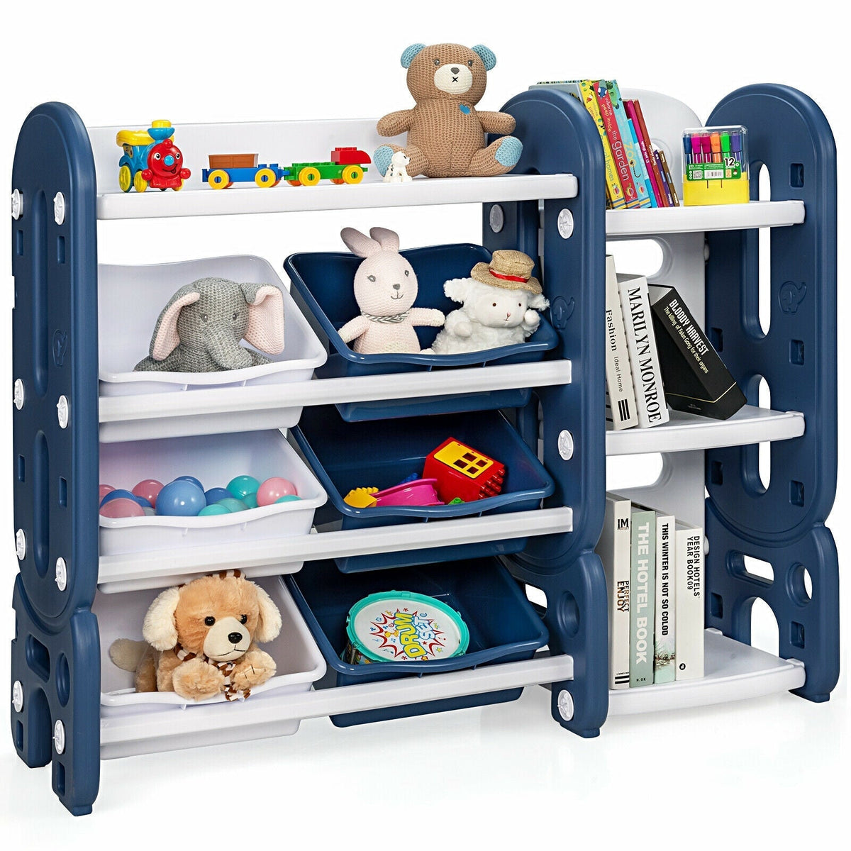 Kids Toy Storage Organizer with Bins and Multi-Layer Shelf for Bedroom PlayroomTorqelo.com
