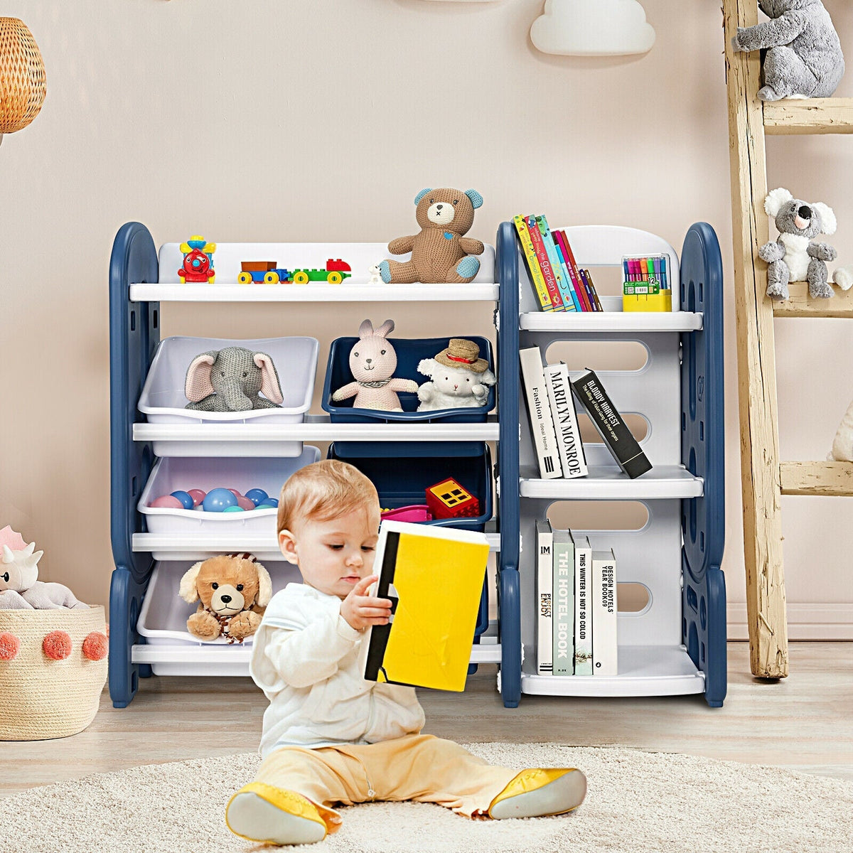 Kids Toy Storage Organizer with Bins and Multi-Layer Shelf for Bedroom PlayroomTorqelo.com