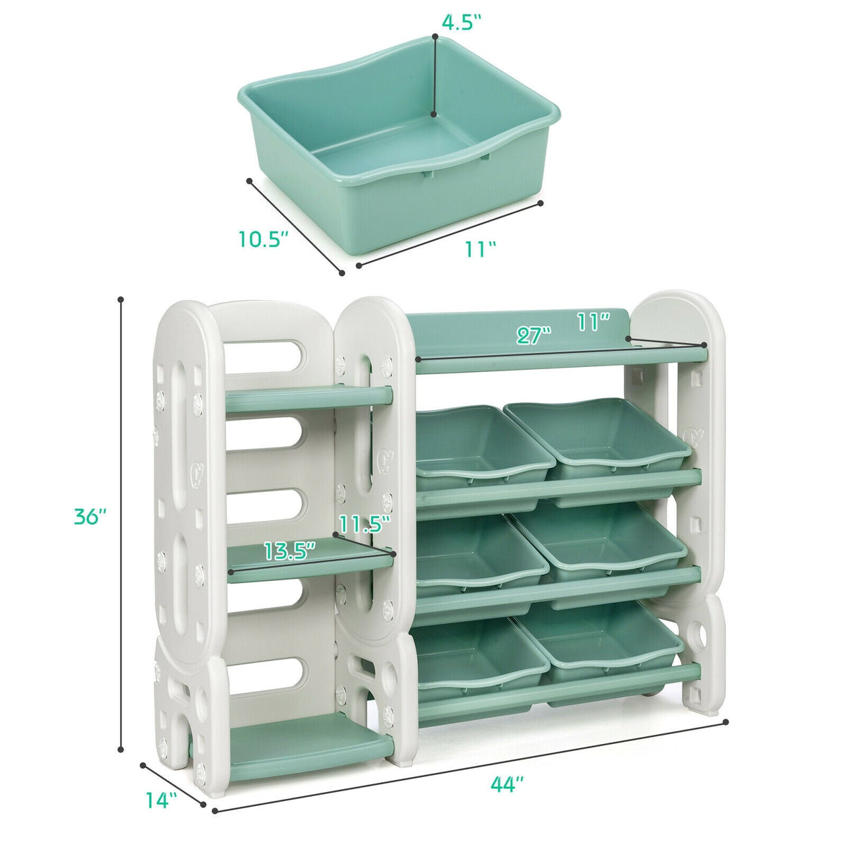 Kids Toy Storage Organizer with Bins and Multi-Layer Shelf for Bedroom PlayroomTorqelo.com