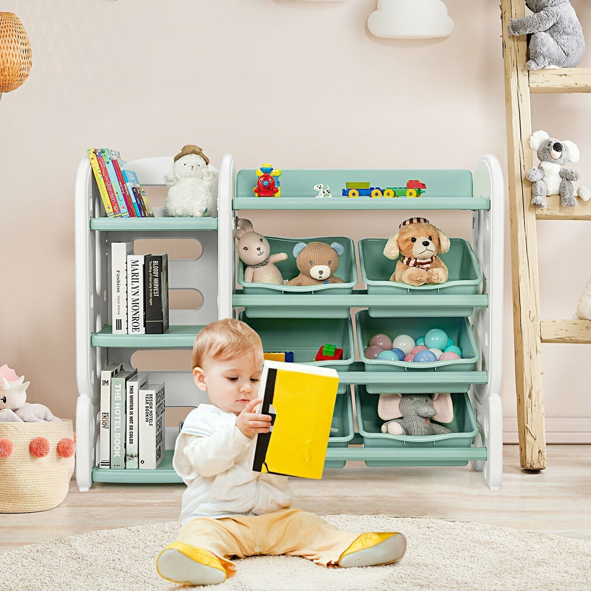 Kids Toy Storage Organizer with Bins and Multi-Layer Shelf for Bedroom PlayroomTorqelo.com