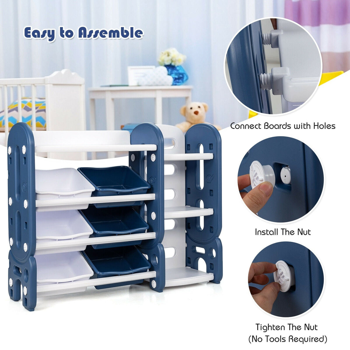 Kids Toy Storage Organizer with Bins and Multi-Layer Shelf for Bedroom PlayroomTorqelo.com