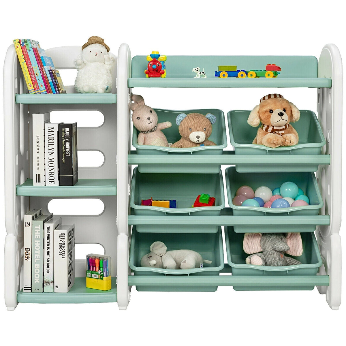 Kids Toy Storage Organizer with Bins and Multi-Layer Shelf for Bedroom PlayroomTorqelo.com