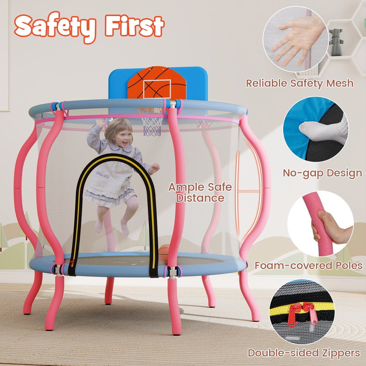 Kids Trampoline Indoor & Outdoor Pumpkin Trampoline-PinkTorqelo.com