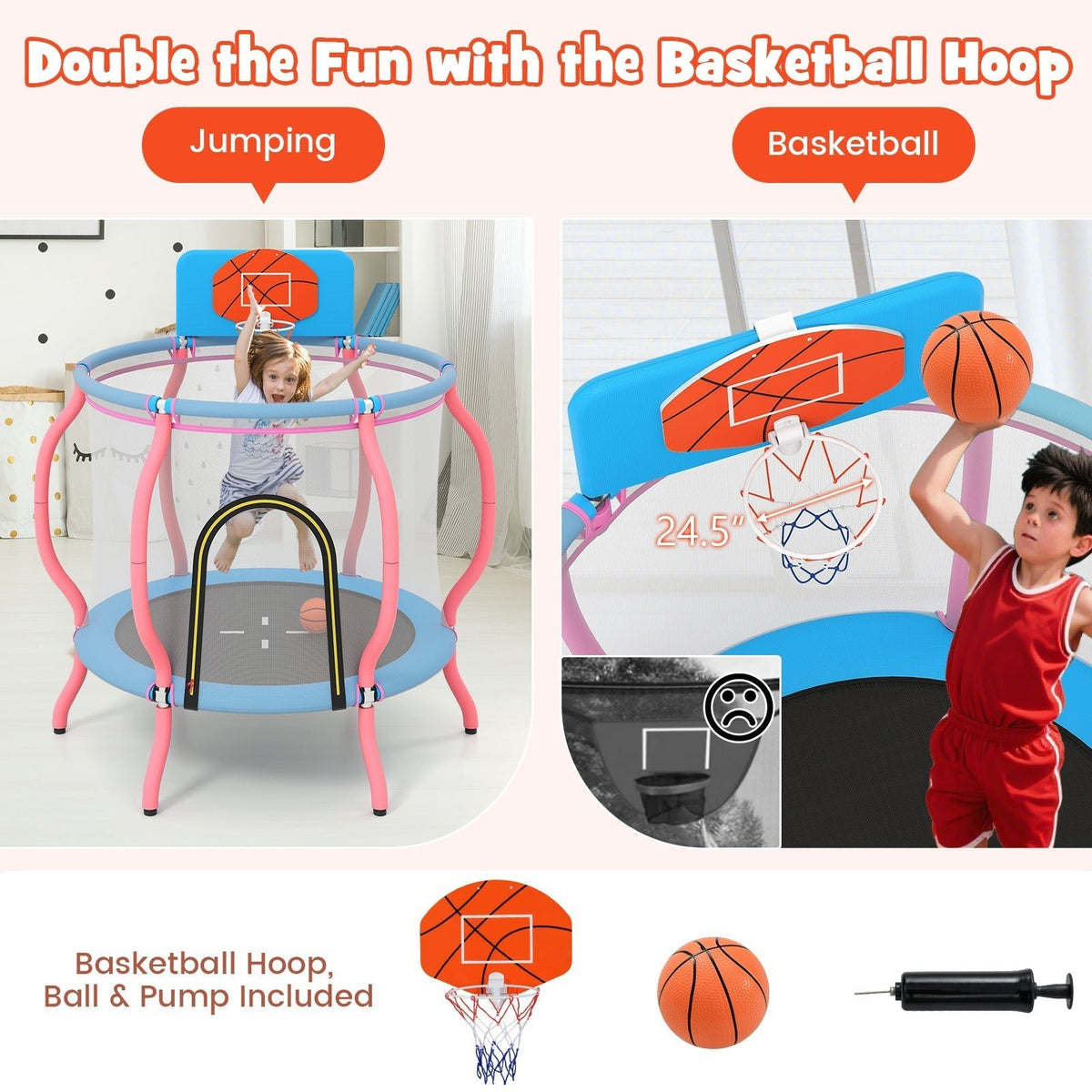 Kids Trampoline Indoor & Outdoor Pumpkin Trampoline-PinkTorqelo.com