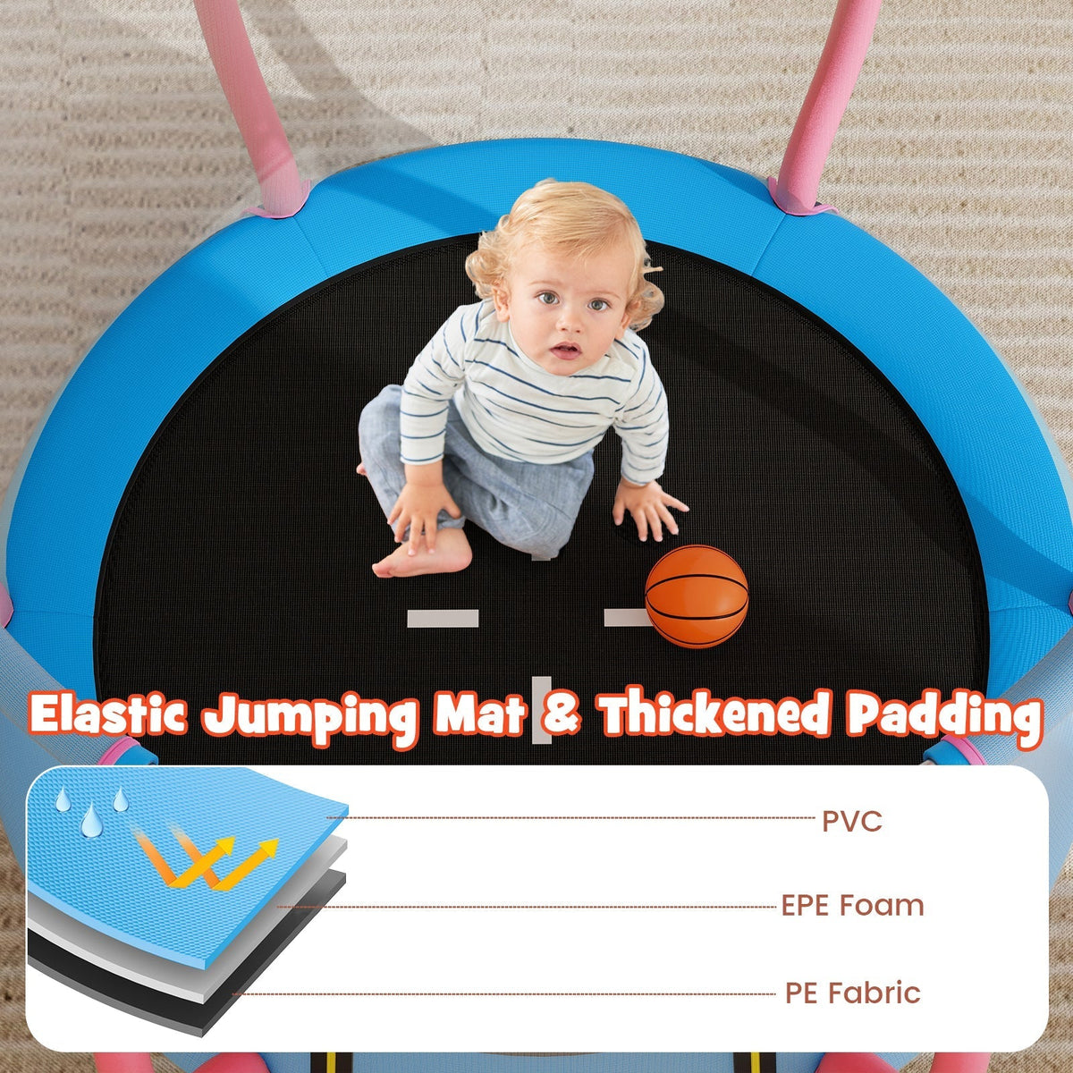Kids Trampoline Indoor & Outdoor Pumpkin Trampoline-PinkTorqelo.com